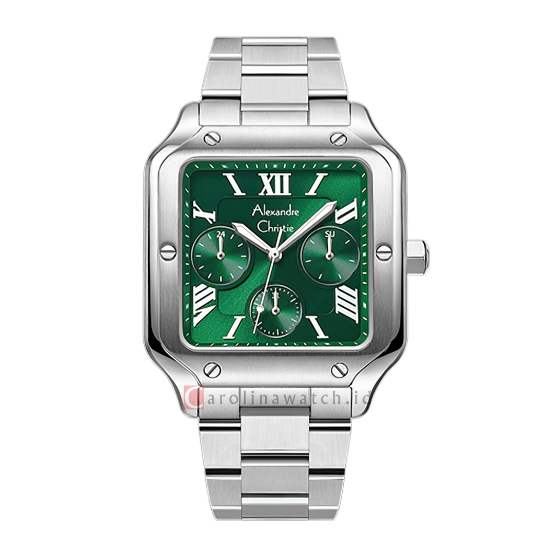 Jam Tangan Alexandre Christie Multifunction AC 2B18 MFBSSGNSL Men Green Dial Stainless Steel Strap