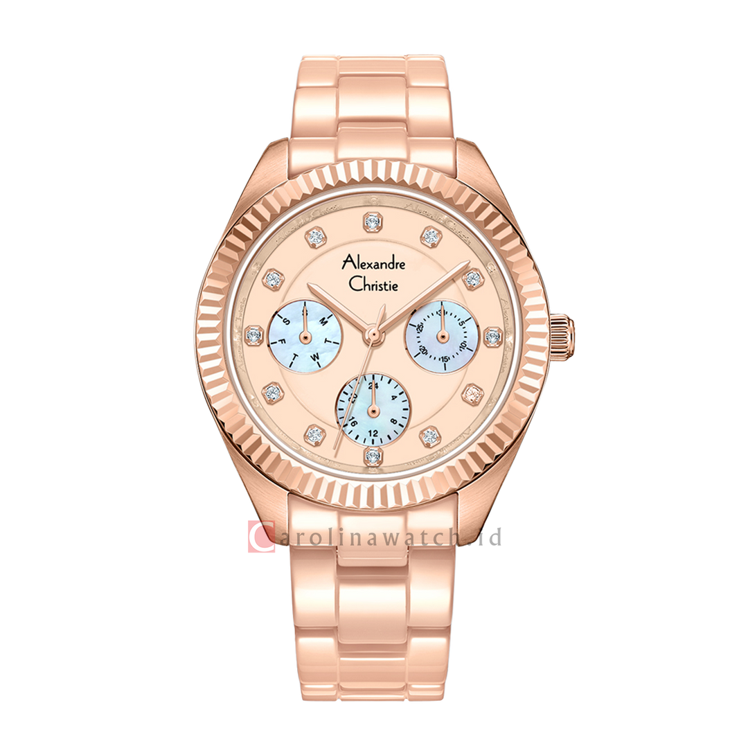 Jam Tangan Alexandre Christie Multifunction AC 2B19 BFBRGPN Women Rose Dial Rose Gold Stainless Steel Strap