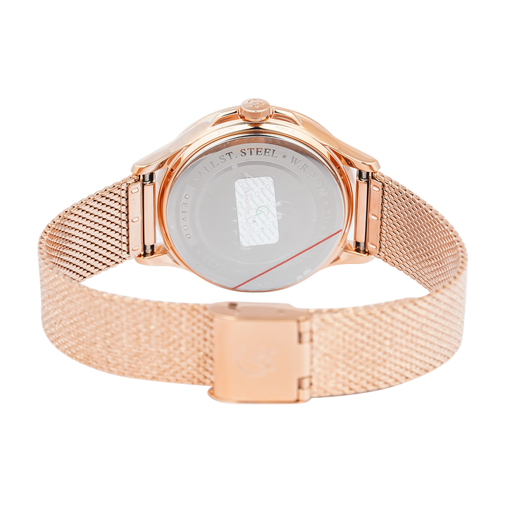 Jam Tangan Alexandre Christie AC 2B21 LDBRGLN Women Rose Gold Dial Rose Gold Mesh Stainless Steel Strap