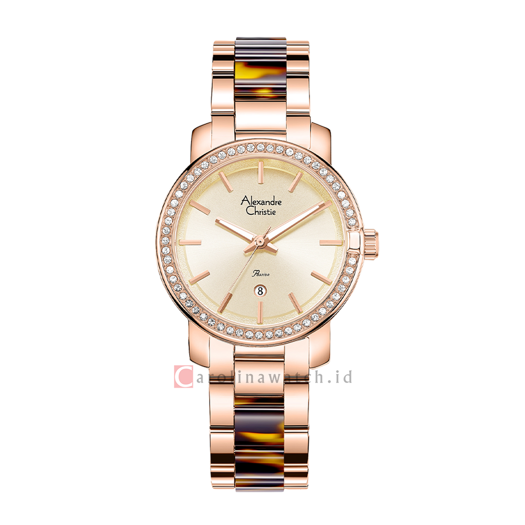 Jam Tangan Alexandre Christie Passion AC 2B23 LDBRGLNBO Women Analog Dial Dual Tone Stainless Steel Strap