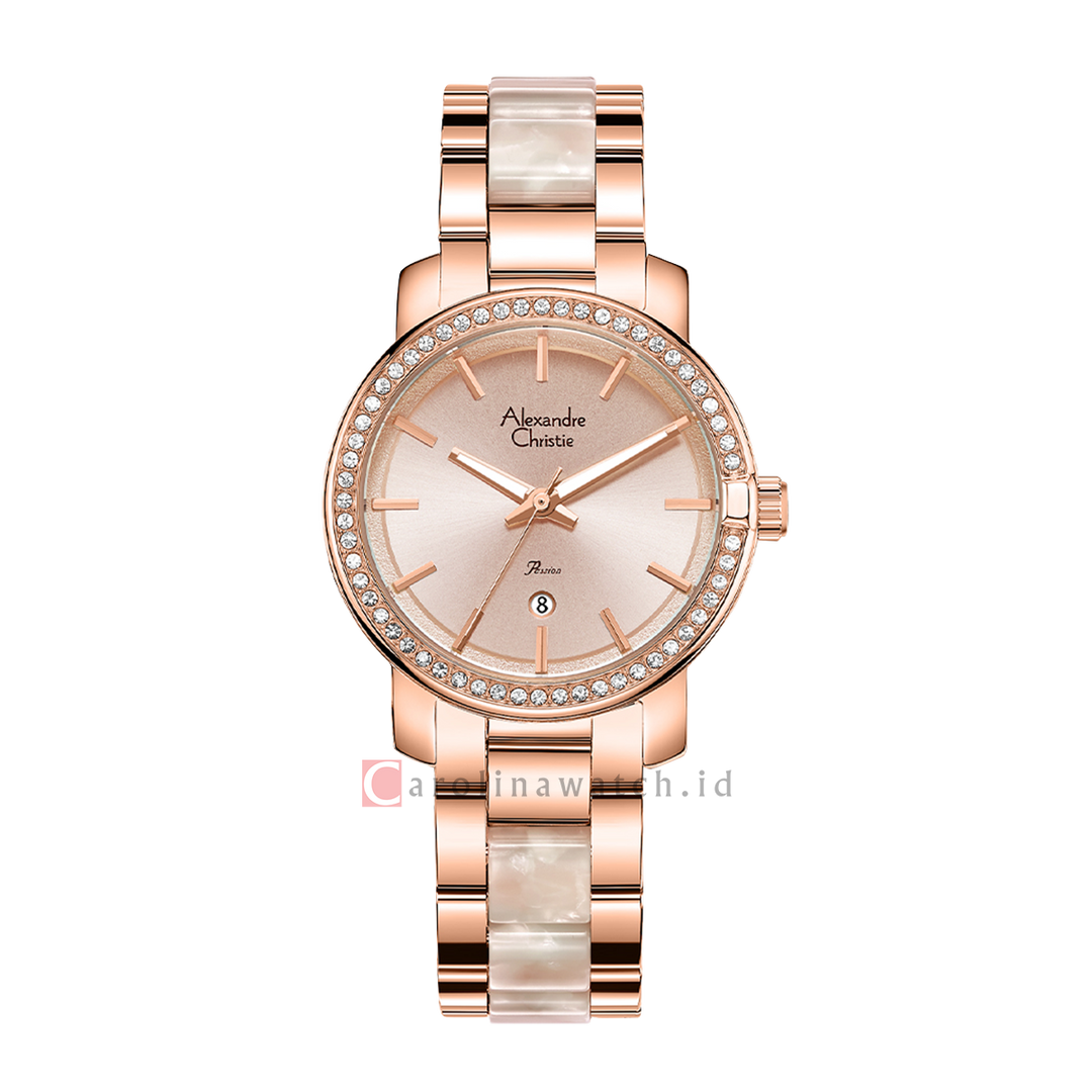 Jam Tangan Alexandre Christie Passion AC 2B23 LDBRGPNPN Women Analog Dial Dual Tone Stainless Steel Strap