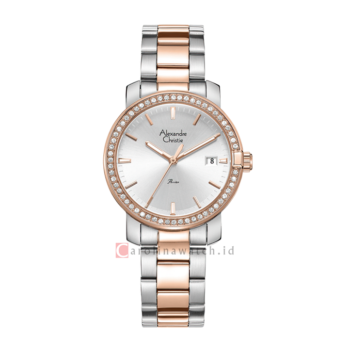 Jam Tangan Alexandre Christie Passion AC 2B23 LDBTRSL2 Women Silver Dial Dual Tone Stainless Steel Strap