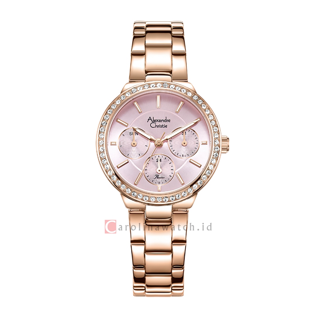 Jam Tangan Alexandre Christie Multifunction AC 2B24 BFBRGPN Women Pink Dial Rose Gold Stainless Steel Strap