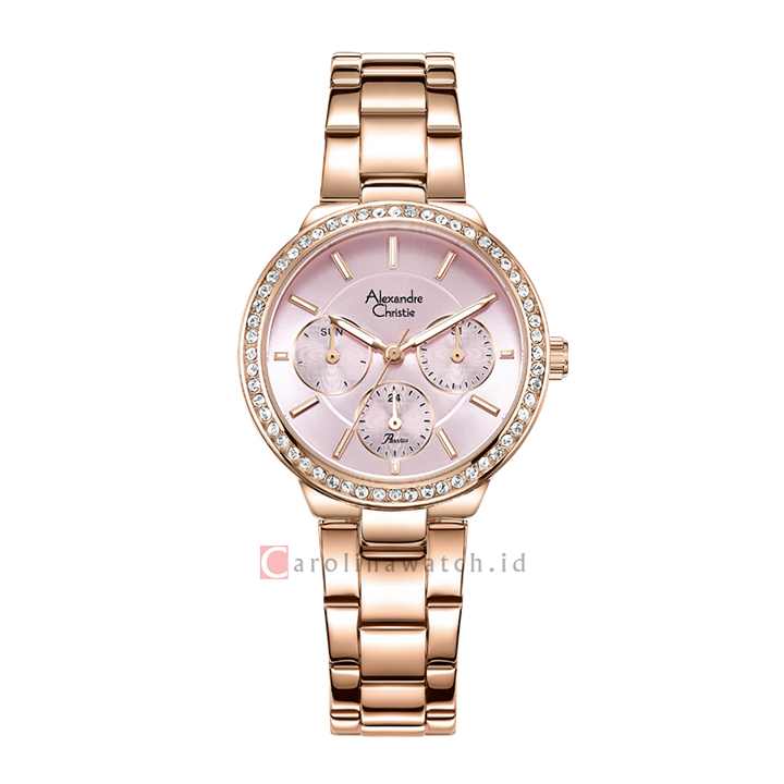 Jam Tangan Alexandre Christie Multifunction AC 2B24 BFBRGPN Women Pink Dial Rose Gold Stainless Steel Strap