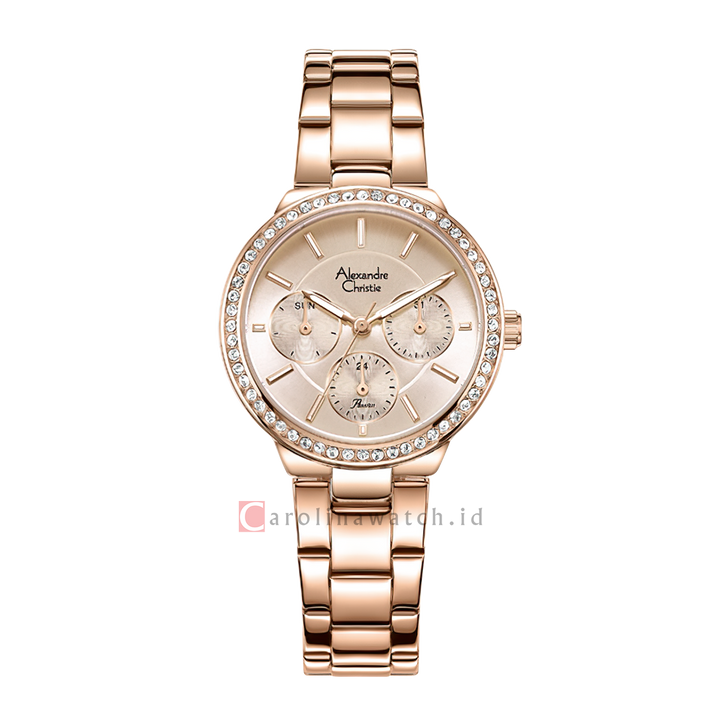 Jam Tangan Alexandre Christie Multifunction AC 2B24 BFBRGRG Women Rose Gold Dial Rose Gold Stainless Steel Strap