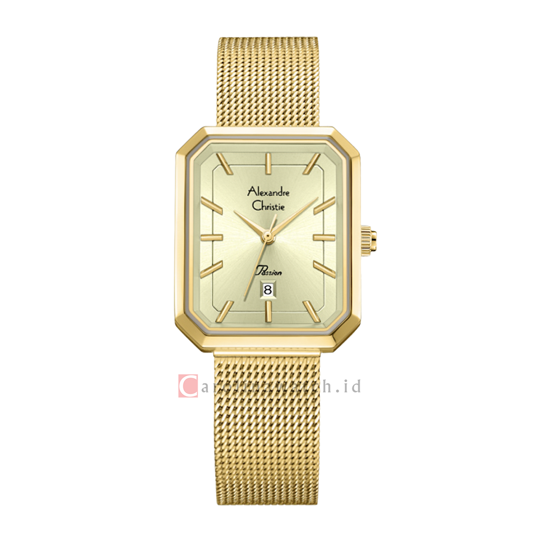 Jam Tangan Alexandre Christie Passion AC 2B29 LDBGPIV Women Gold Dial Gold Stainless Steel Strap