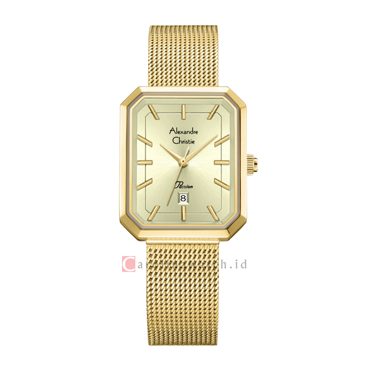 Jam Tangan Alexandre Christie Passion AC 2B29 LDBGPIV Women Gold Dial Gold Stainless Steel Strap