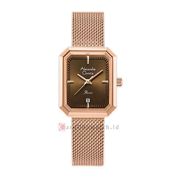 Jam Tangan Alexandre Christie Passion AC 2B29 LDBRGBO2 Women Brown Dial Rose Gold Stainless Steel Strap