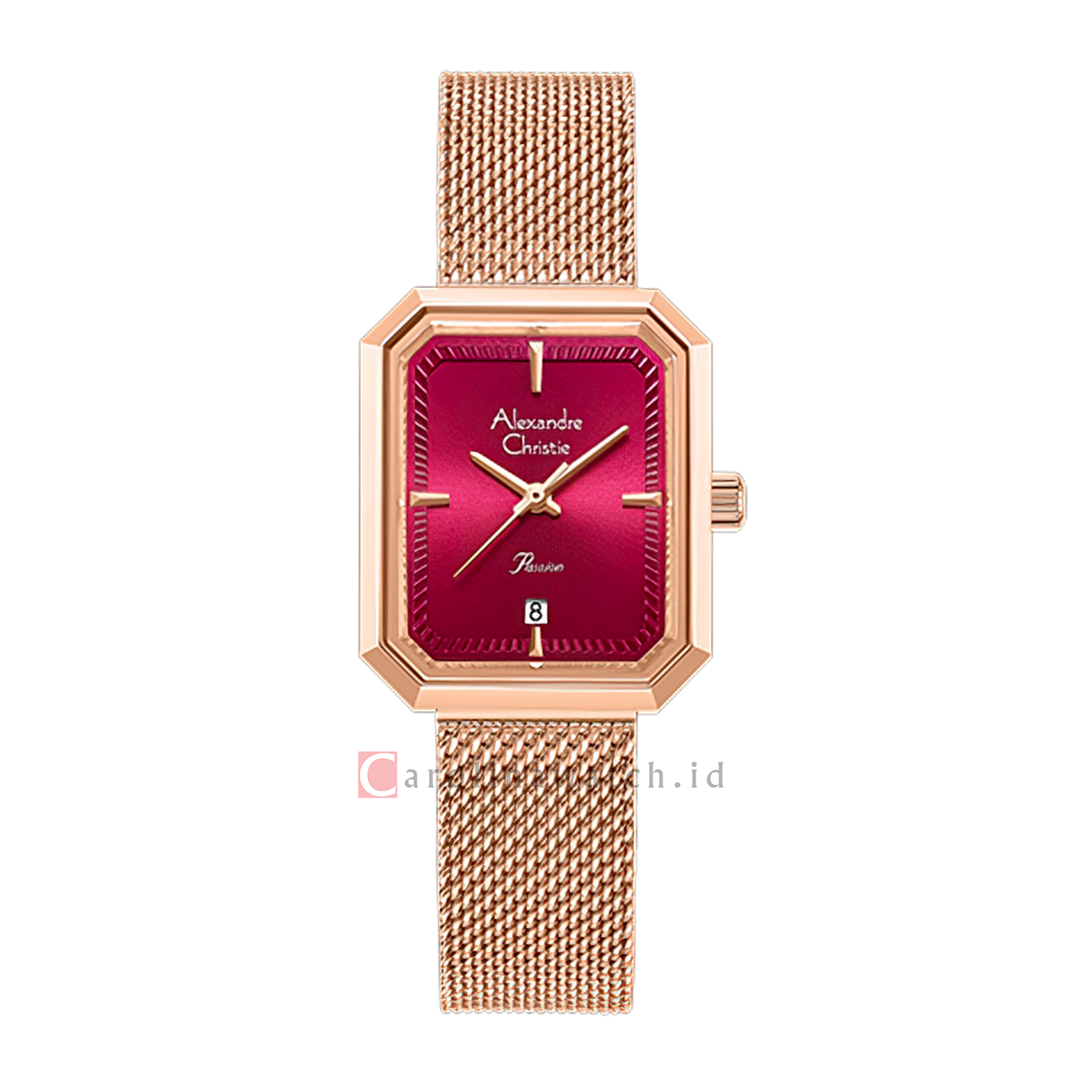 Jam Tangan Alexandre Christie Passion AC 2B29 LDBRGDR2 Women Red Dial Rose Gold Stainless Steel Strap