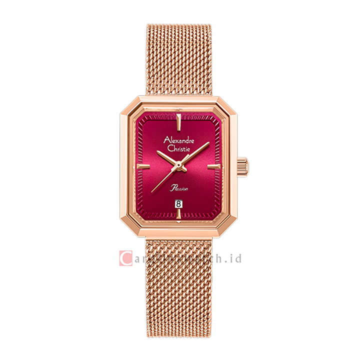 Jam Tangan Alexandre Christie Passion AC 2B29 LDBRGDR2 Women Red Dial Rose Gold Stainless Steel Strap