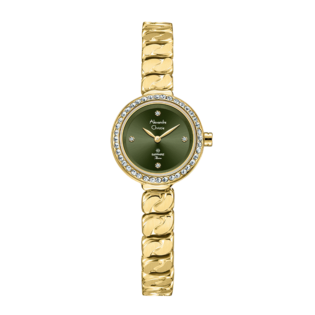 Jam Tangan Alexandre Christie Passion AC 2B30 LHBGPGN Women Green Dial Gold Stainless Steel Strap