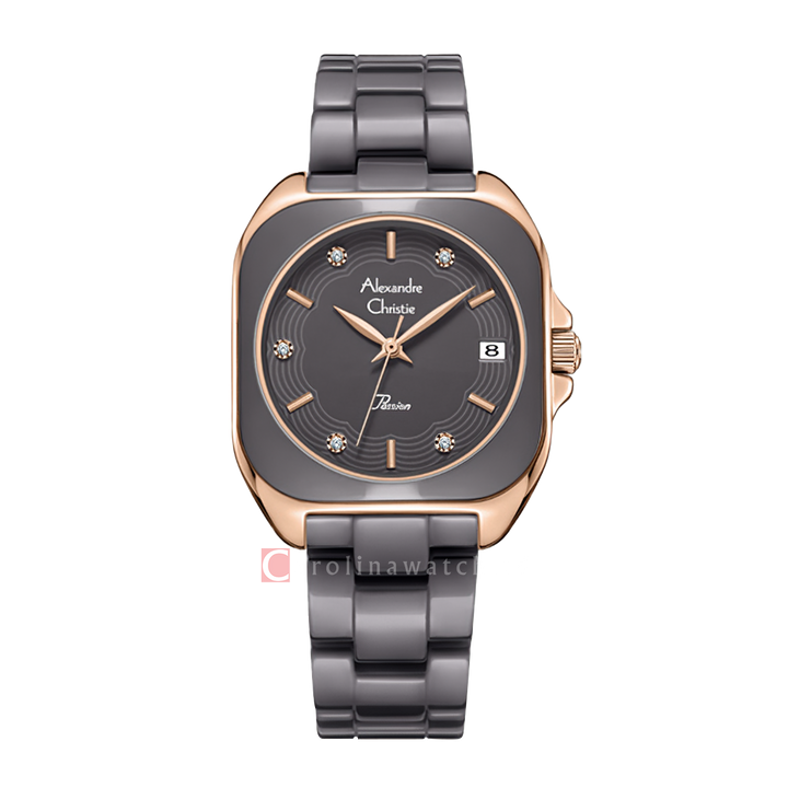 Jam Tangan Alexandre Christie Passion AC 2B31 LDBRGGR Women Dark Grey Dial Dark Grey Stainless Steel Strap