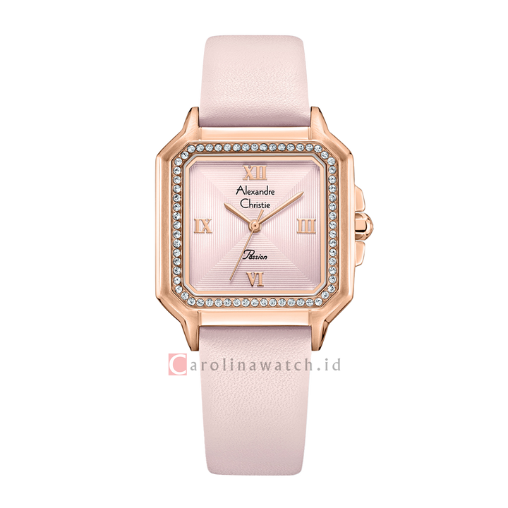 Jam Tangan Alexandre Christie Passion AC 2B32 LHLRGPN Women Light Pink Dial Light Pink Leather Strap