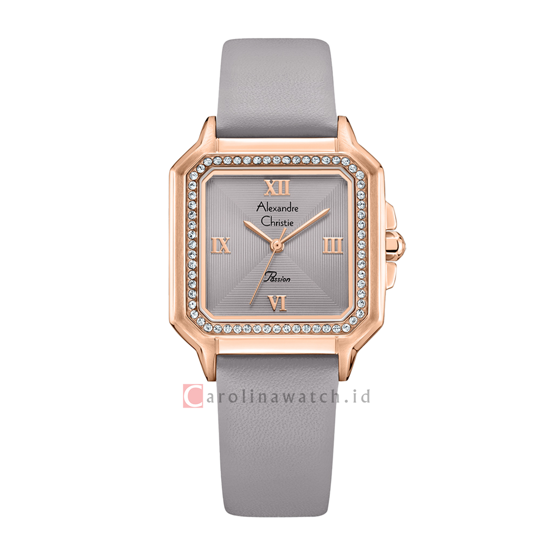 Jam Tangan Alexandre Christie Passion AC 2B32 LHLRGPU Women Grey Dial Grey Leather Strap