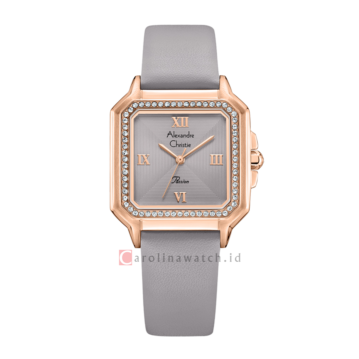 Jam Tangan Alexandre Christie Passion AC 2B32 LHLRGPU Women Grey Dial Grey Leather Strap