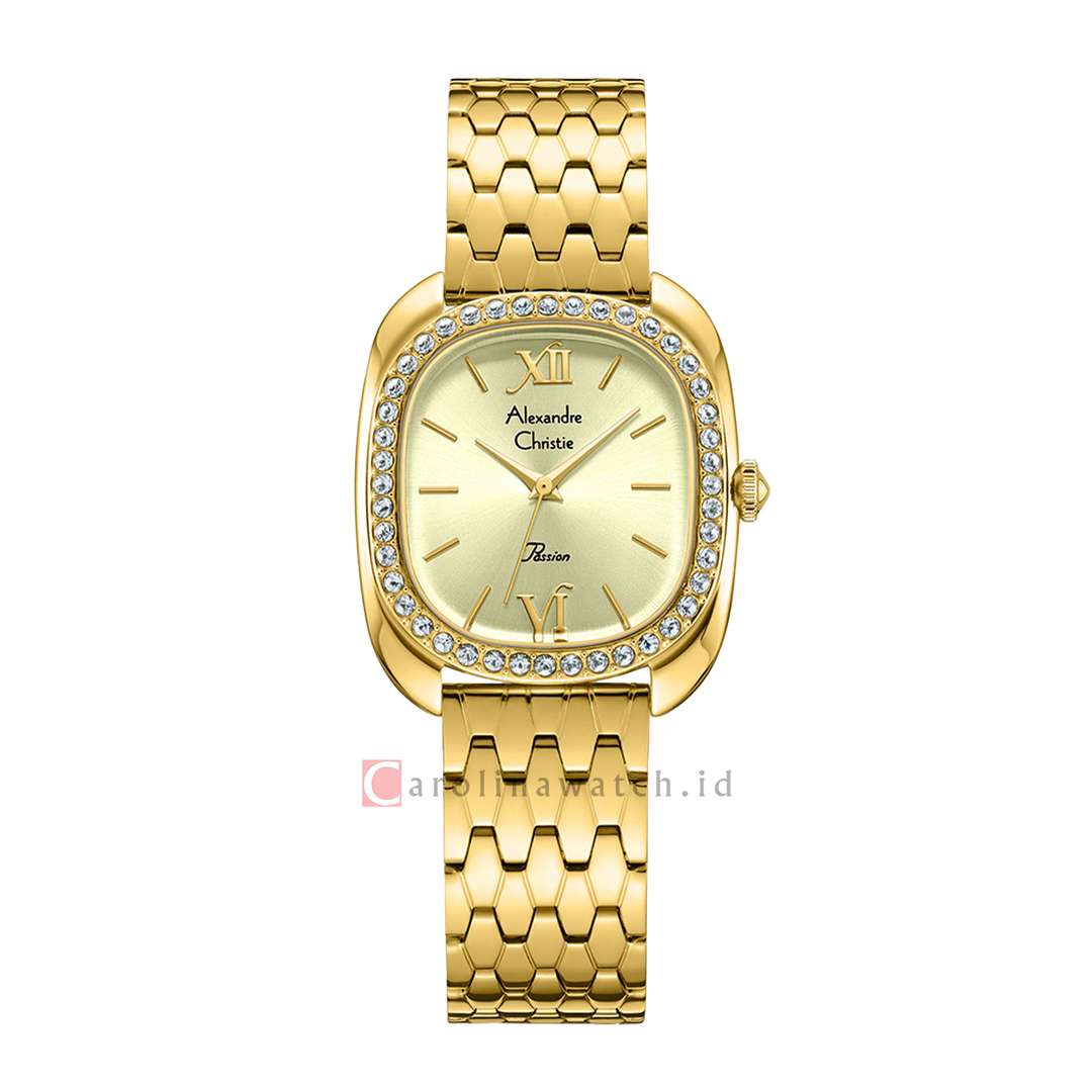 Jam Tangan Alexandre Christie Passion AC 2B33 LHBGPIV Women Gold Dial Gold Stainless Steel Strap