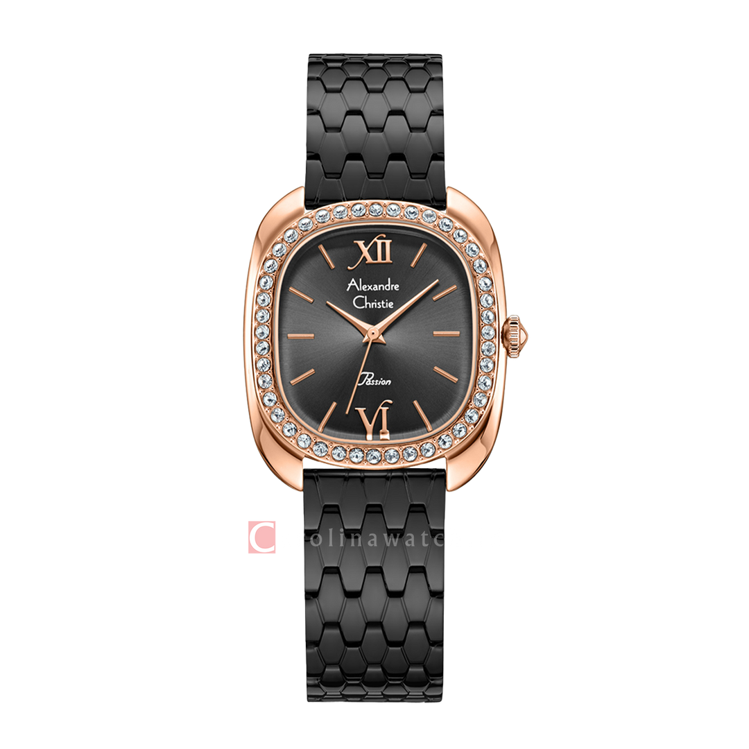 Jam Tangan Alexandre Christie Passion AC 2B33 LHBGRDG Women Black Dial Black Stainless Steel Strap