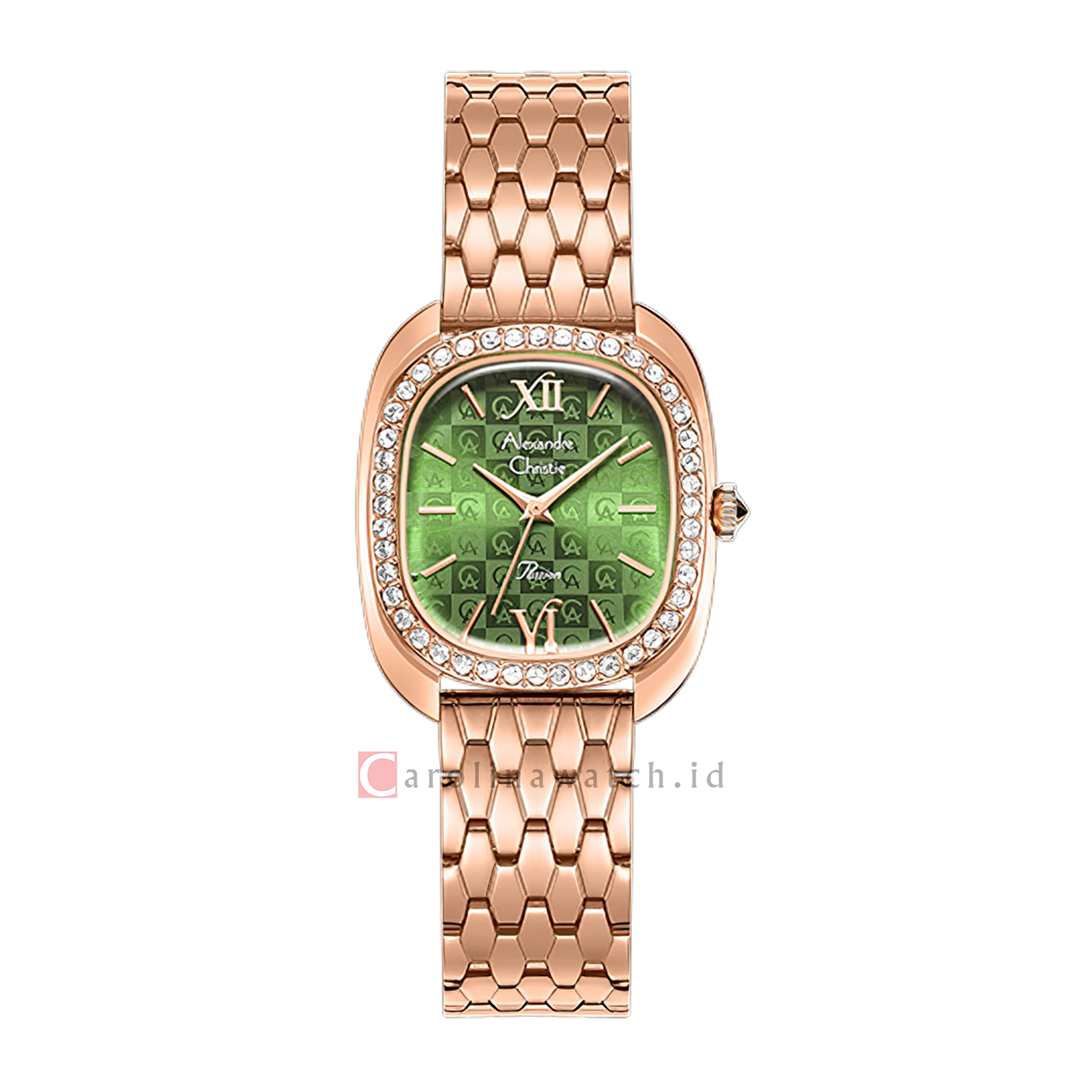 Jam Tangan Alexandre Christie Passion AC 2B33 LHBRGGN2 Women Green Dial Rose Gold Stainless Steel Strap