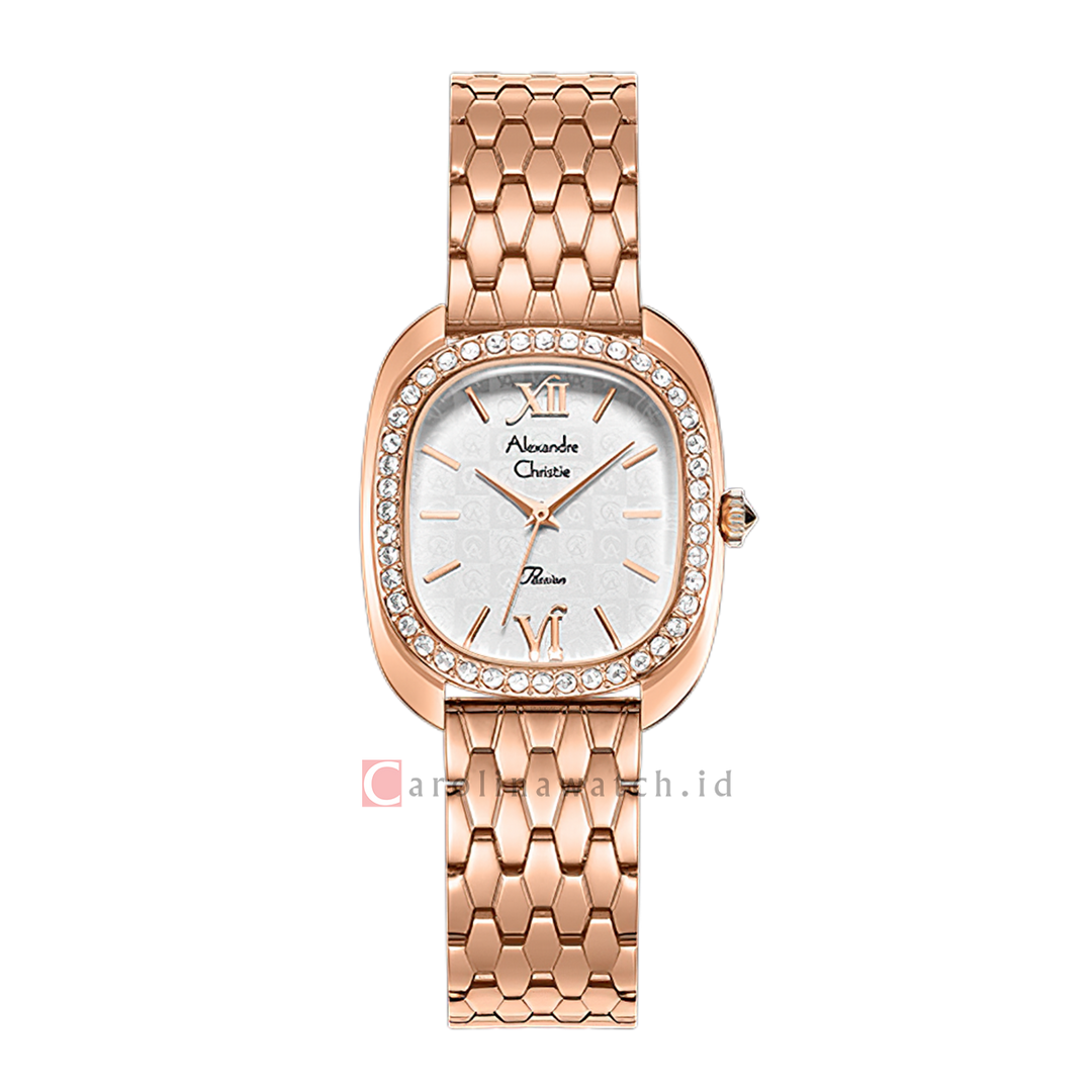 Jam Tangan Alexandre Christie Passion AC 2B33 LHBRGSL2 Women Silver White Dial Rose Gold Stainless Steel Strap