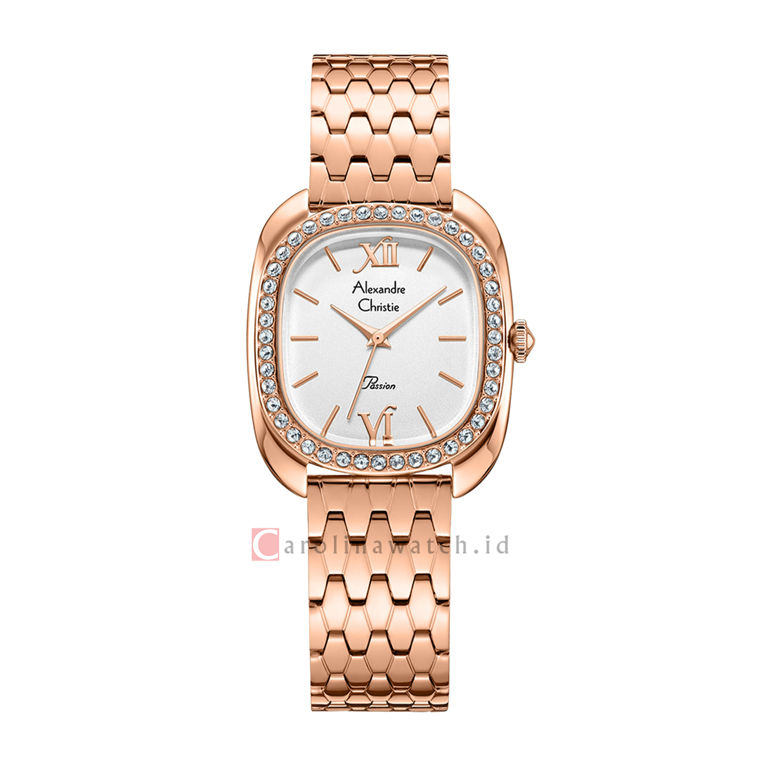 Jam Tangan Alexandre Christie Passion AC 2B33 LHBRGSL Women Silver Dial Rose Gold Stainless Steel Strap