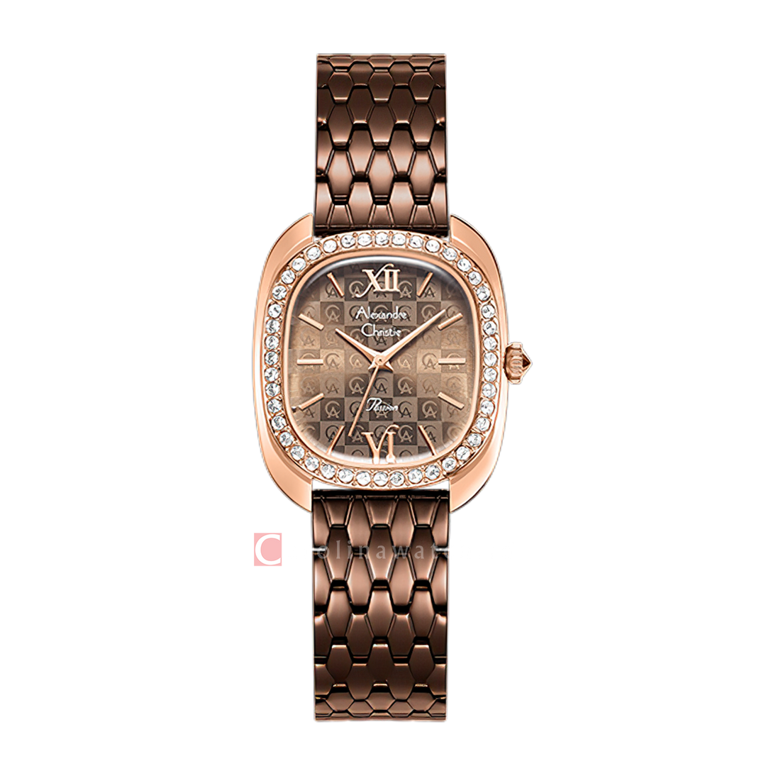 Jam Tangan Alexandre Christie Passion AC 2B33 LHBROBO2 Women Brown Dial Brown Stainless Steel Strap