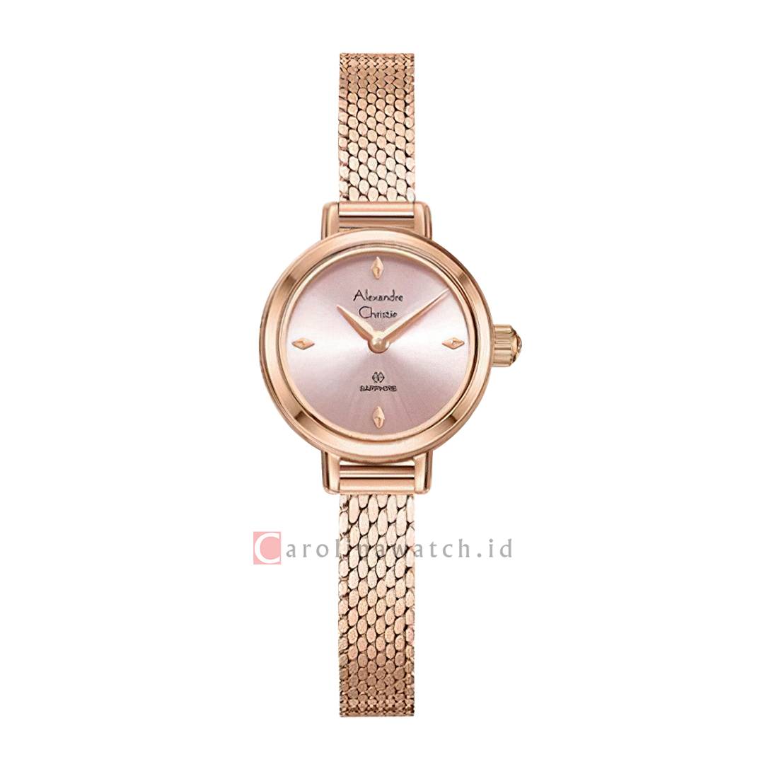Jam Tangan Alexandre Christie AC 2B35 LHBRGPN Women Pink Dial Rose Gold Mesh Stainless Steel Strap
