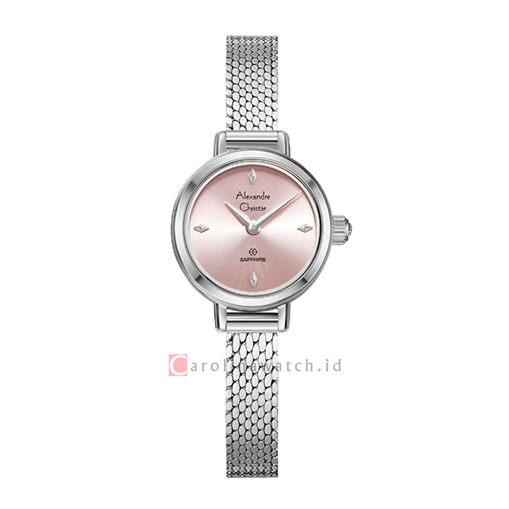 Jam Tangan Alexandre Christie AC 2B35 LHBSSPN Women Pink Dial Mesh Stainless Steel Strap