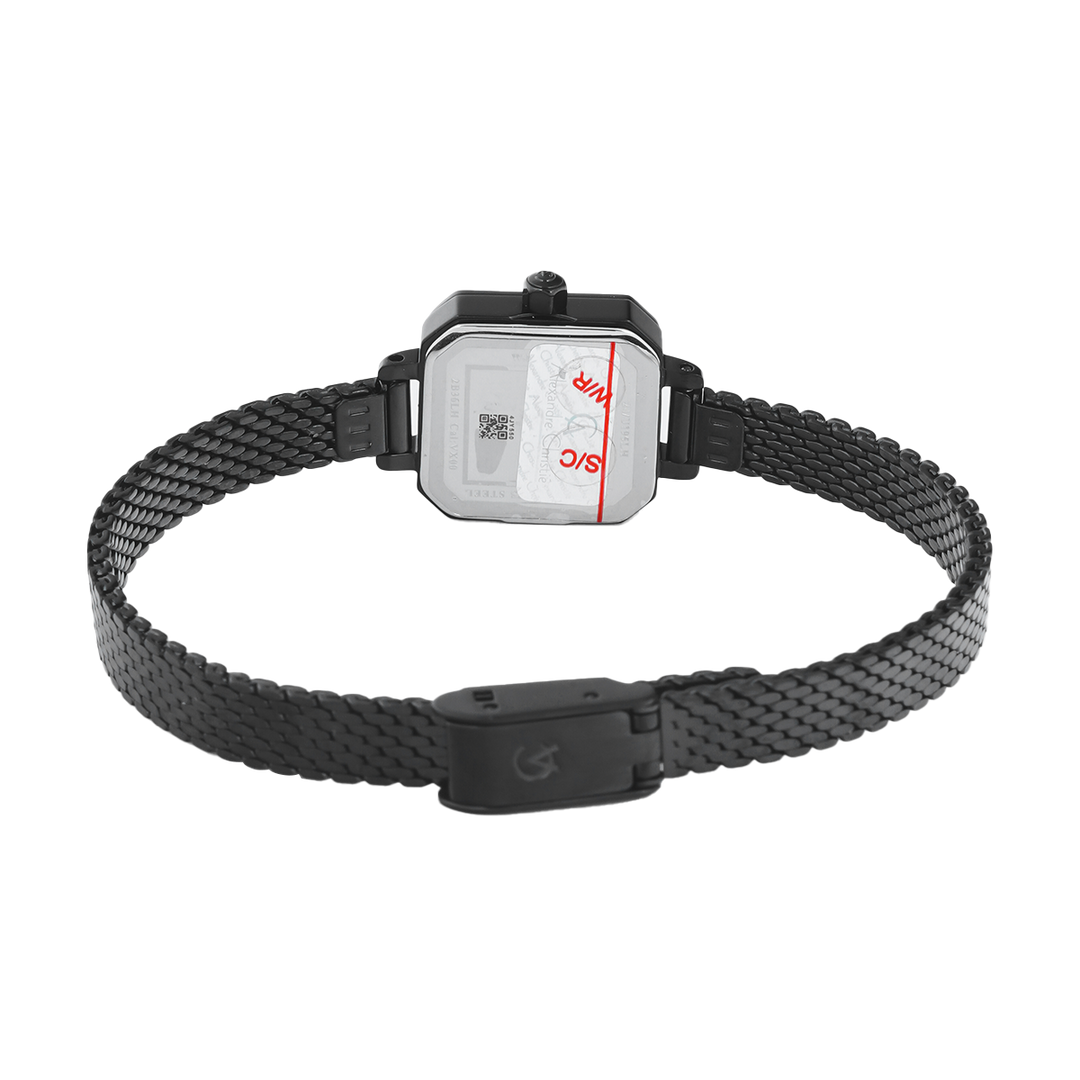 Jam Tangan Alexandre Christie AC 2B36 LHBIPBARG Women Black Dial Black Mesh Stainless Steel Strap