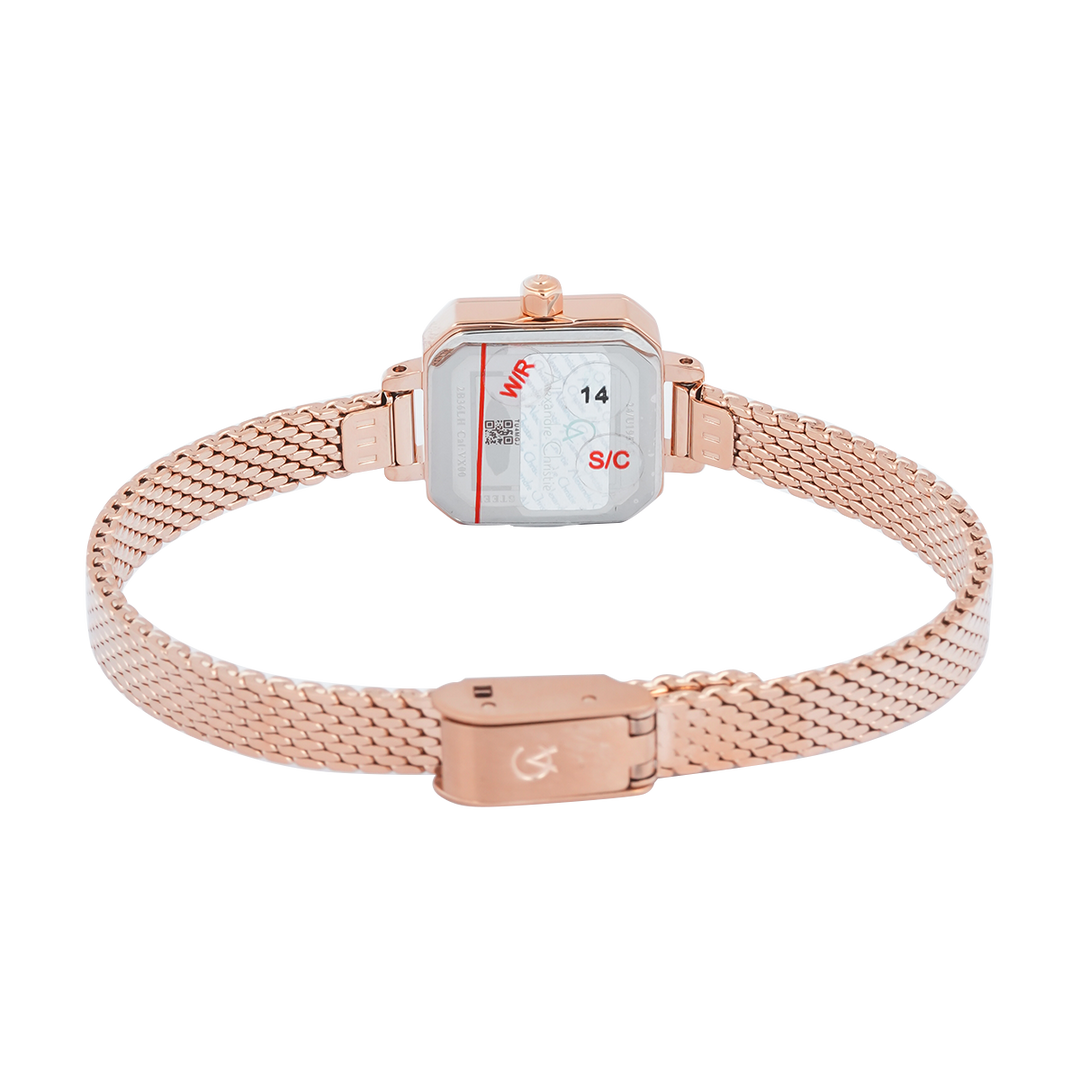 Jam Tangan Alexandre Christie AC 2B36 LHBRGPN Women Pink Dial Rose Gold Mesh Stainless Steel Strap