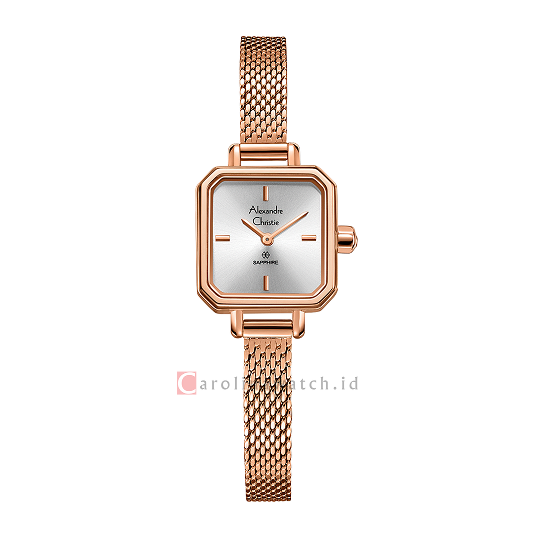 Jam Tangan Alexandre Christie AC 2B36 LHBRGSL Women Silver Dial Rose Gold Mesh Stainless Steel Strap