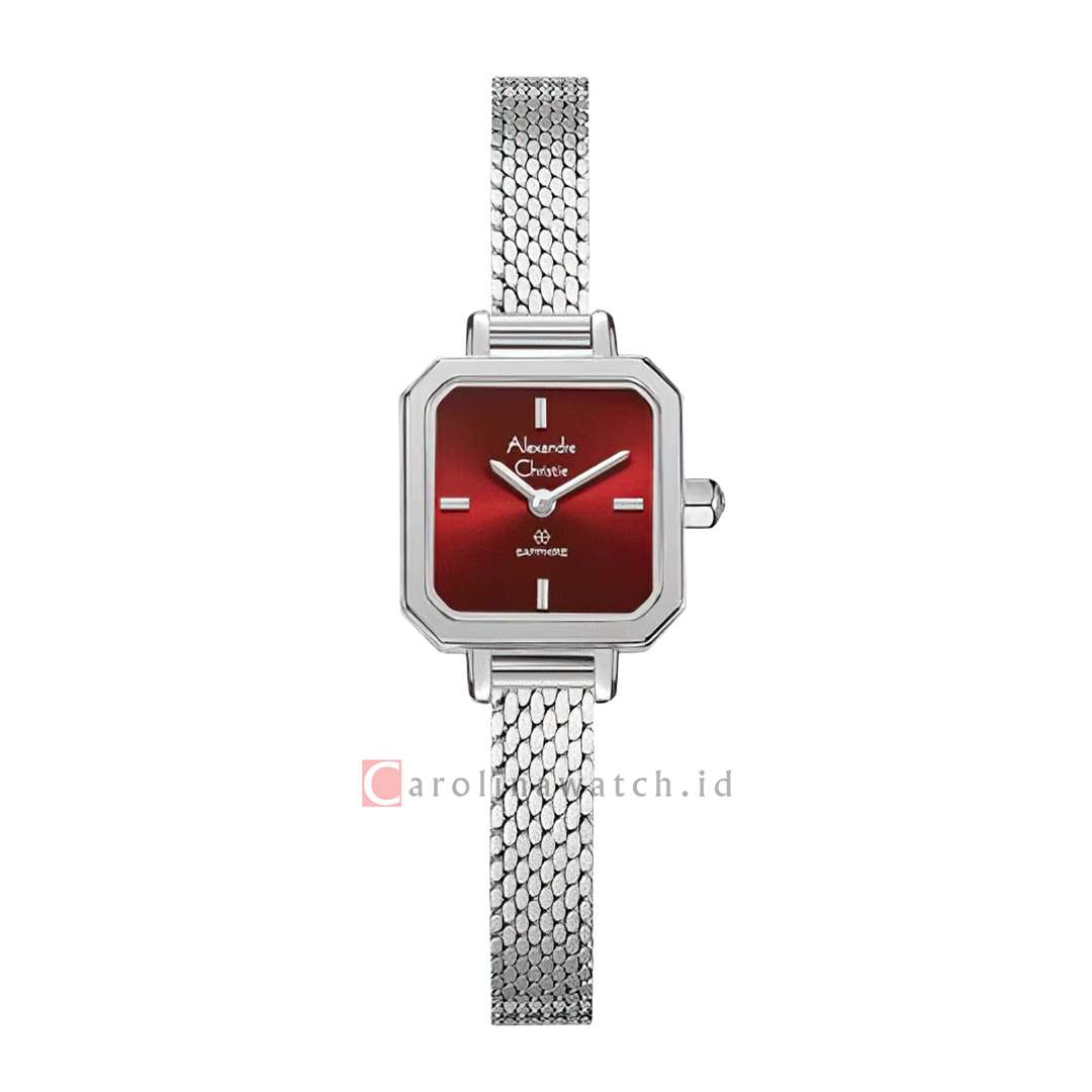 Jam Tangan Alexandre Christie AC 2B36 LHBSSRE Women Red Dial Mesh Stainless Steel Strap