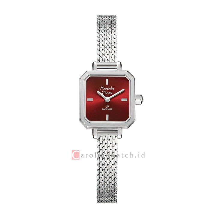 Jam Tangan Alexandre Christie AC 2B36 LHBSSRE Women Red Dial Mesh Stainless Steel Strap