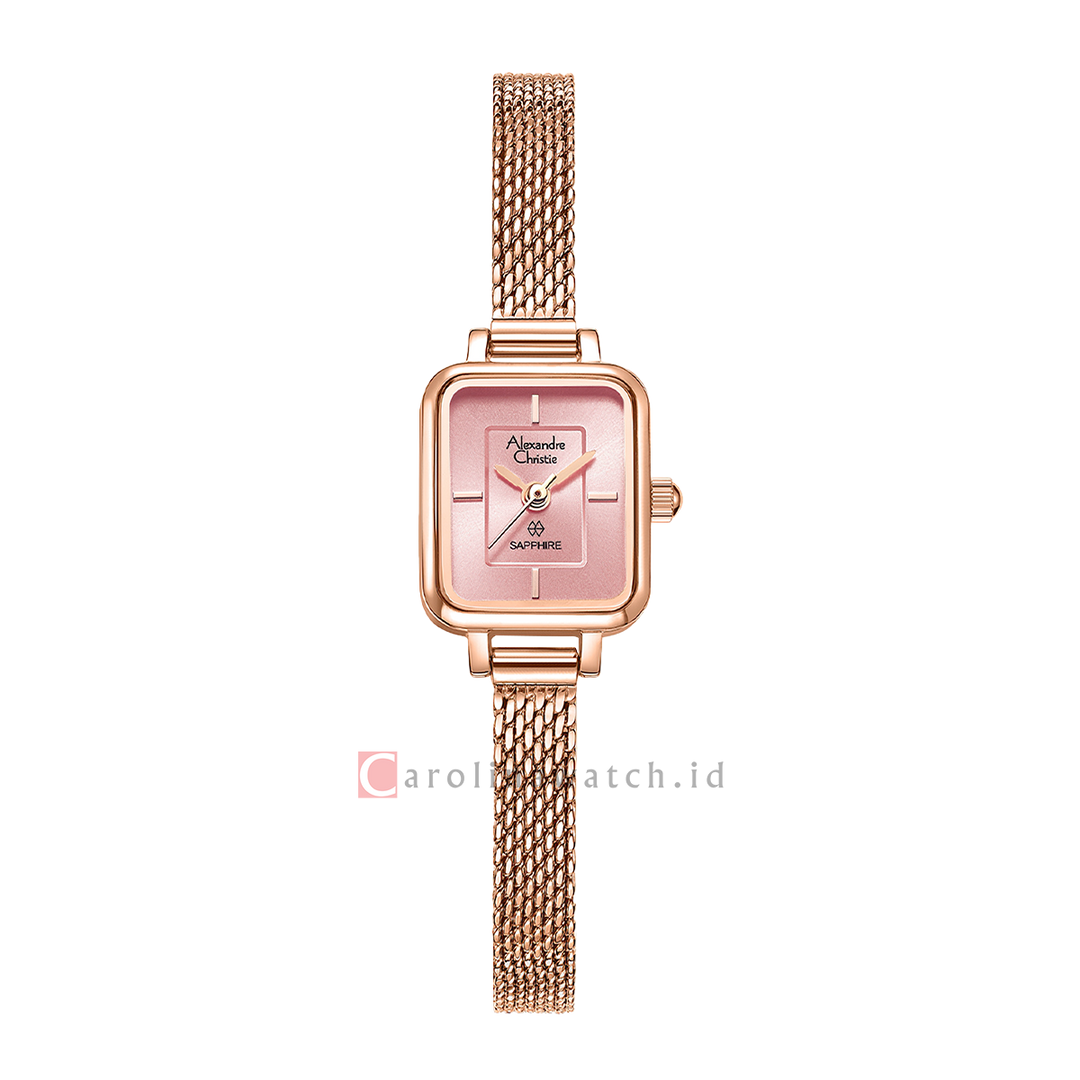 Jam Tangan Alexandre Christie AC 2B38 LHBRGLK Women Pink Dial Rose Gold Mesh Stainless Steel Strap