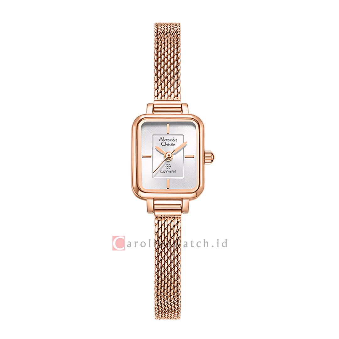 Jam Tangan Alexandre Christie AC 2B38 LHBRGSL Women Silver White Dial Rose Gold Stainless Steel Strap