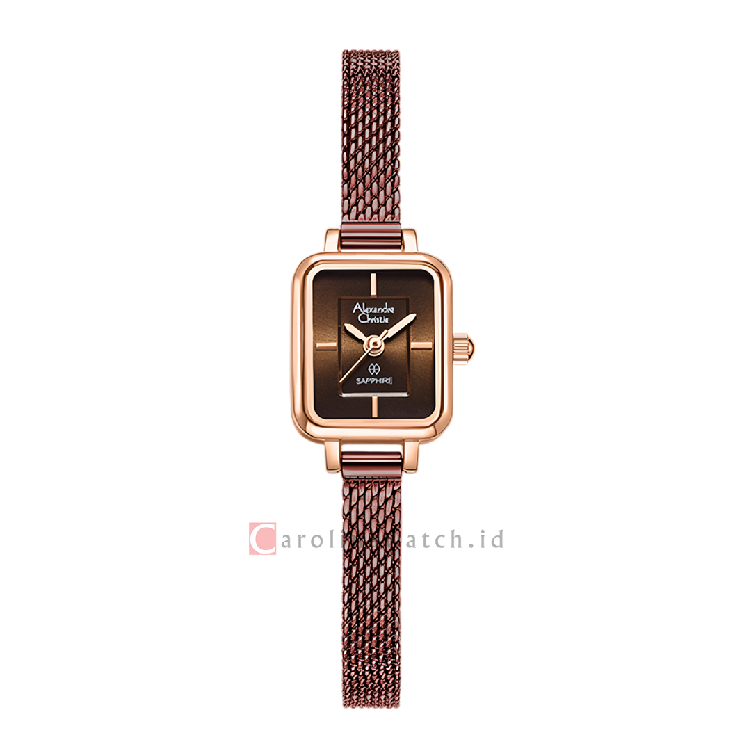 Jam Tangan Alexandre Christie AC 2B38 LHBROBO Women Brown Dial Brown Stainless Steel Strap
