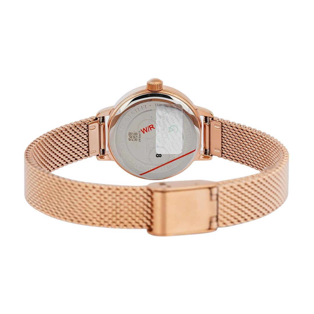 Jam Tangan Alexandre Christie AC 2B39 LHBRGLN Women Rose Gold Dial Rose Gold Mesh Stainless Steel Strap