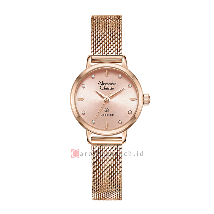 Jam Tangan Alexandre Christie AC 2B39 LHBRGLN Women Rose Gold Dial Rose Gold Mesh Stainless Steel Strap