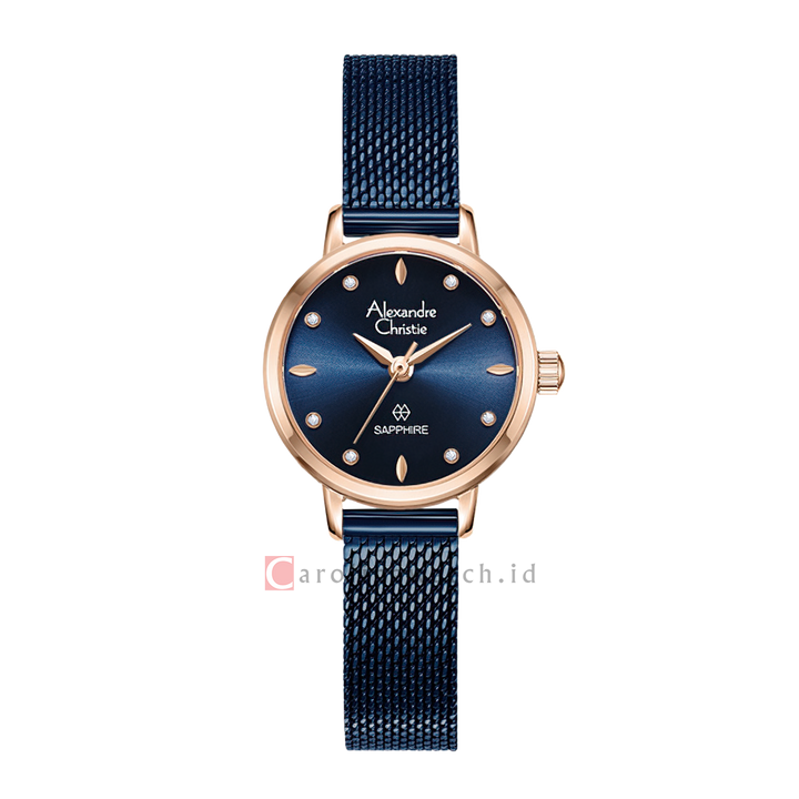 Jam Tangan Alexandre Christie AC 2B39 LHBURBU Women Blue Dial Blue Mesh Stainless Steel Strap