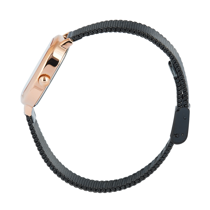 Jam Tangan Alexandre Christie AC 2B40 LHBBRBA Sapphire Women Black Dial Black Mesh Stainless Steel Strap