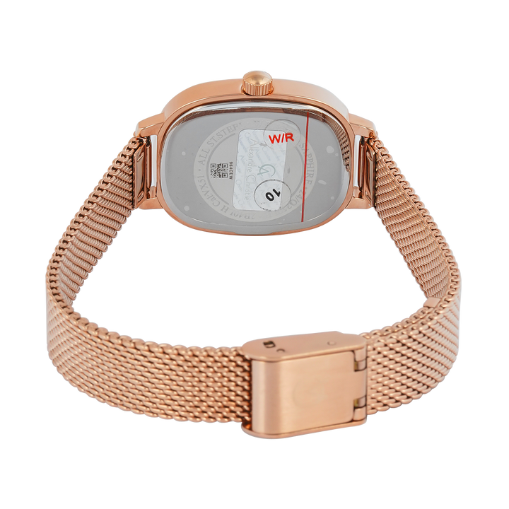 Jam Tangan Alexandre Christie AC 2B40 LHBRGGN Sapphire Women Green Dial Rose Gold Mesh Stainless Steel Strap
