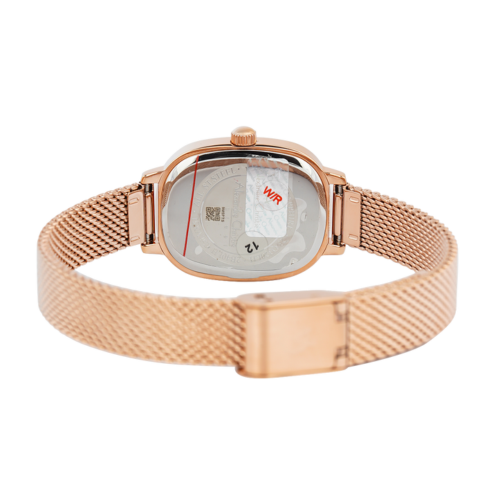 Jam Tangan Alexandre Christie AC 2B40 LHBRGLK Women Pink Dial Rose Gold Mesh Stainless Steel Strap