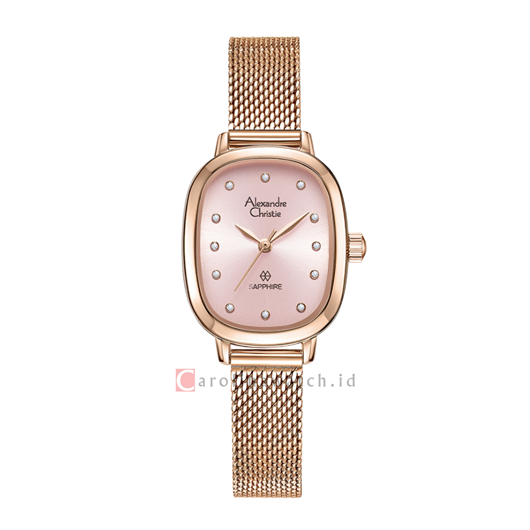 Jam Tangan Alexandre Christie AC 2B40 LHBRGLK Women Pink Dial Rose Gold Mesh Stainless Steel Strap