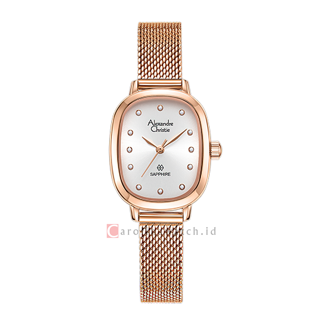 Jam Tangan Alexandre Christie AC 2B40 LHBRGSL Sapphire Women Silver Dial Rose Gold Mesh Stainless Steel Strap