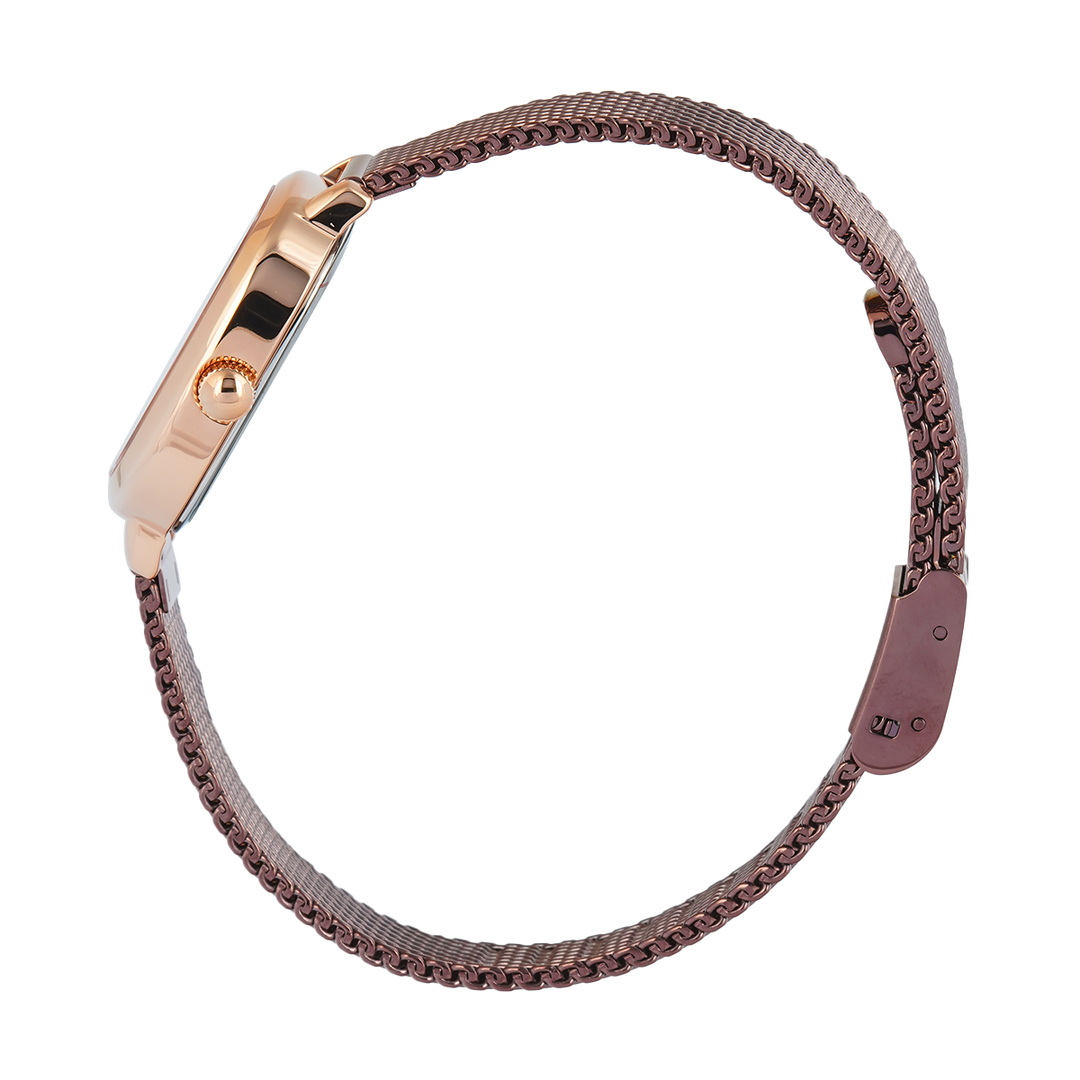 Jam Tangan Alexandre Christie AC 2B40 LHBROBO Sapphire Women Brown Dial Brown Mesh Stainless Steel Strap