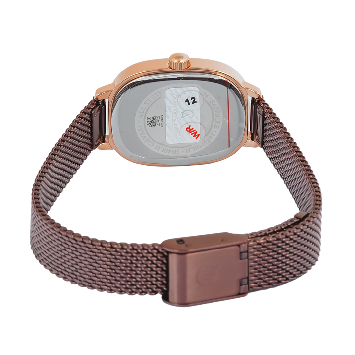 Jam Tangan Alexandre Christie AC 2B40 LHBROBO Sapphire Women Brown Dial Brown Mesh Stainless Steel Strap
