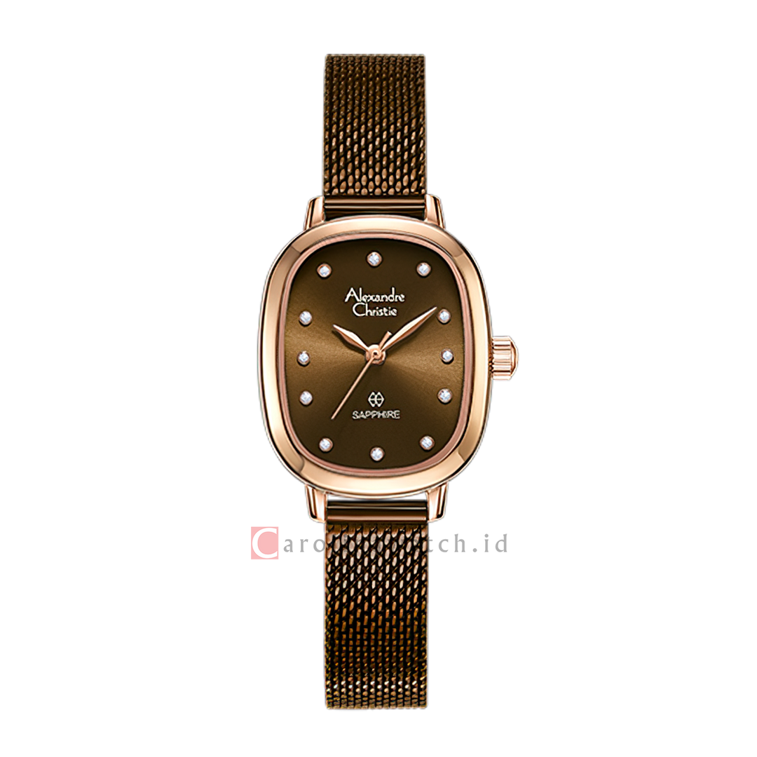 Jam Tangan Alexandre Christie AC 2B40 LHBROBO Sapphire Women Brown Dial Brown Mesh Stainless Steel Strap