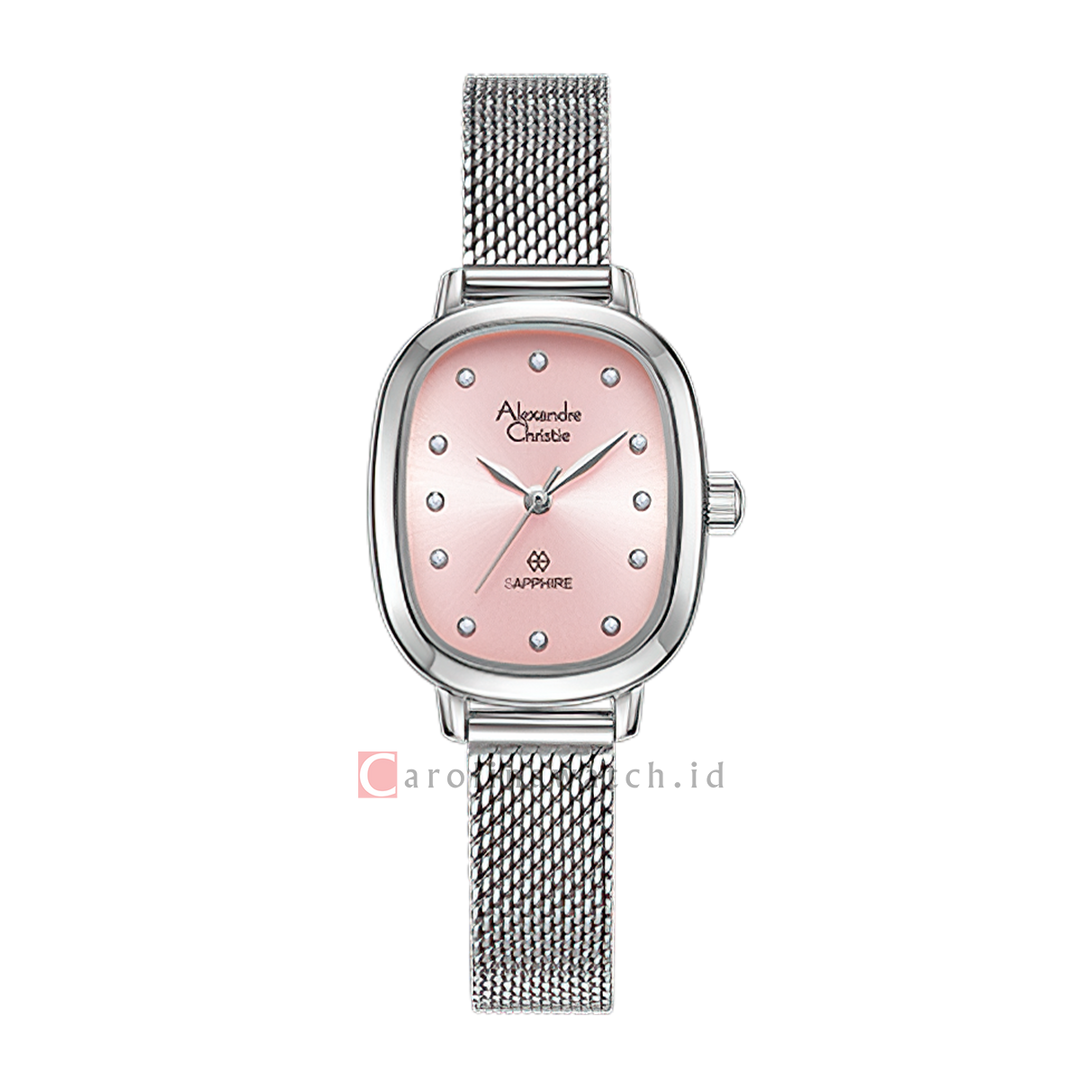 Jam Tangan Alexandre Christie AC 2B40 LHBSSLK Sapphire Women Pink Dial Mesh Stainless Steel Strap