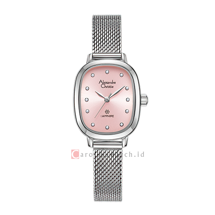 Jam Tangan Alexandre Christie AC 2B40 LHBSSLK Sapphire Women Pink Dial Mesh Stainless Steel Strap