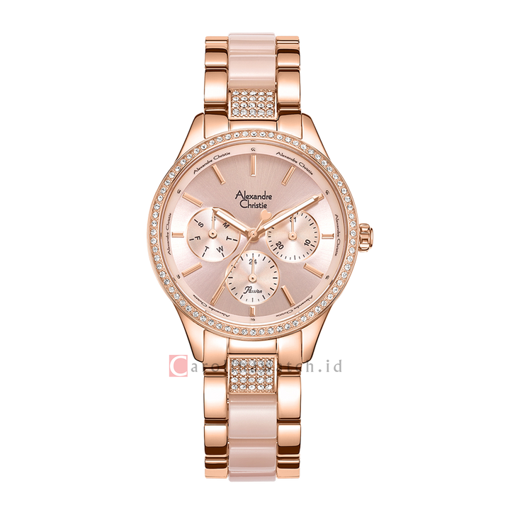 Jam Tangan Alexandre Christie Multifunction AC 2B41 BFBRGPN Women Rose Gold Dial Dual Tone Stainless Steel Strap