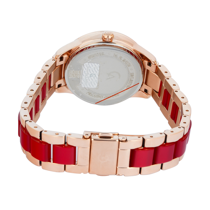 Jam Tangan Alexandre Christie Multifunction AC 2B41 BFBRGRE Women Red Dial Dual Tone Stainless Steel Strap